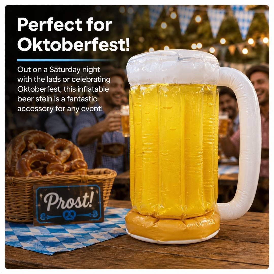 Oktoberfest nadmuchiwany kufel do piwa nowość rekwizyt imprezowy żółty 30