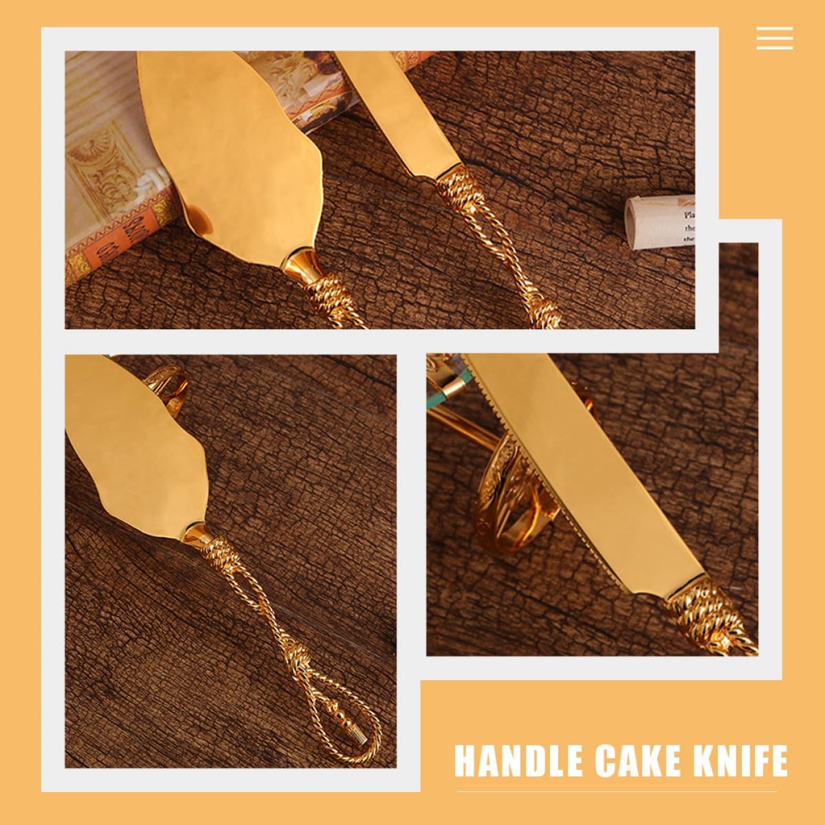 Cake Cutter and Server Set, 2pcs Metal Cake Cutting Tools with Gold Finish, Dessert Cutter and Spatula for Weddings, Parties, and Home Baking