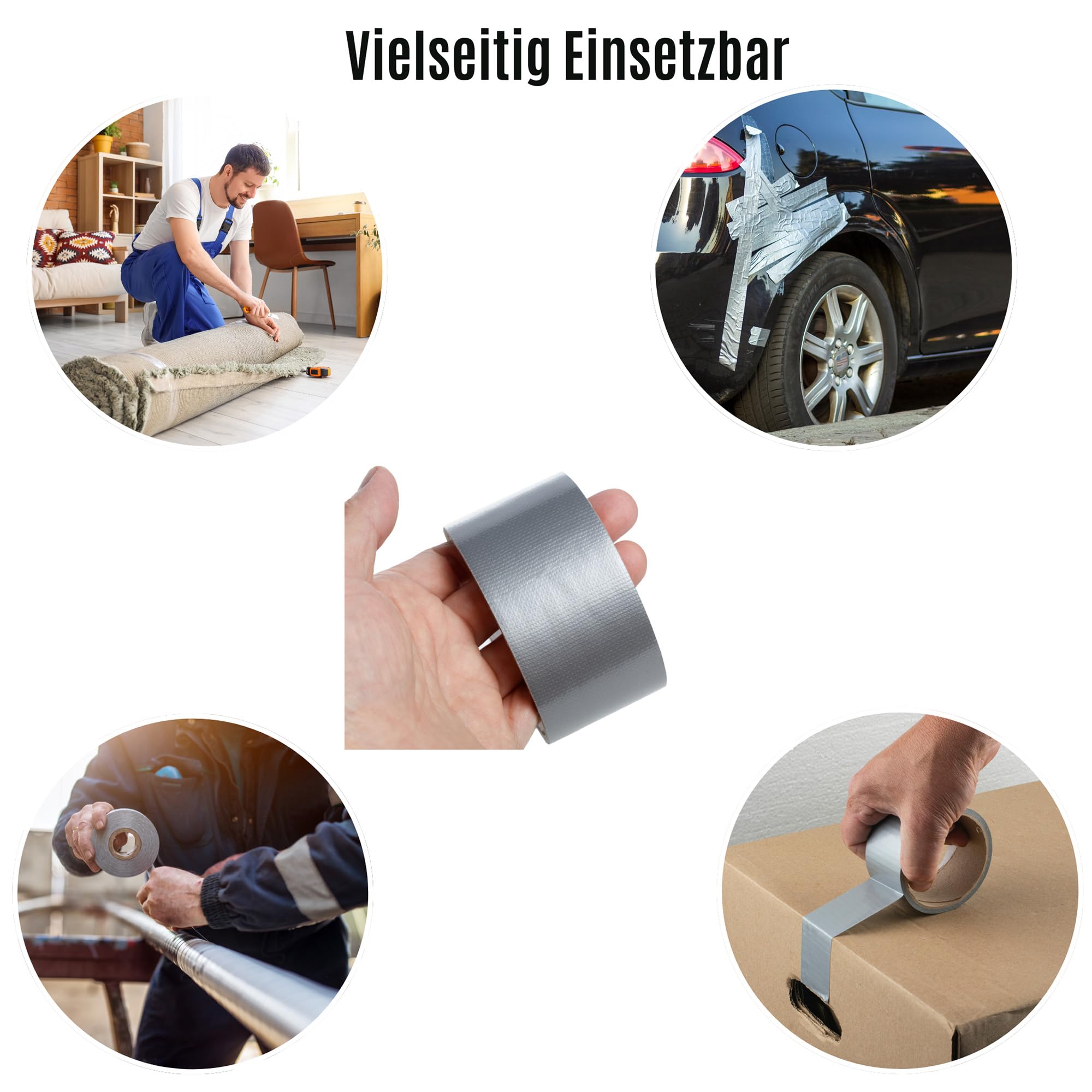 Panzerband | Gewebeklebeband stark | Wasserfestes klebeband für Innen und außen | gewebeverstärktes Reparaturband zum Abdichten, Fixieren, Befestigen (36, Schwarz, 50mm x 50m)