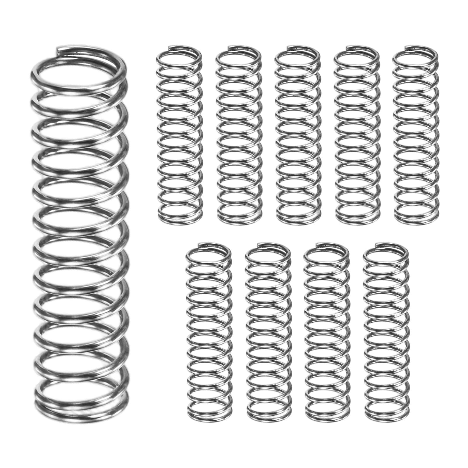 M METERXITY 10-Pack Compression Springs, 25mm Length 7mm OD 304 Stainless Steel Pruner Replacement Springs for Garden Tool/DIY/Mechanical Repair Replacement [Silver Tone, 0.7mm Wire Size]
