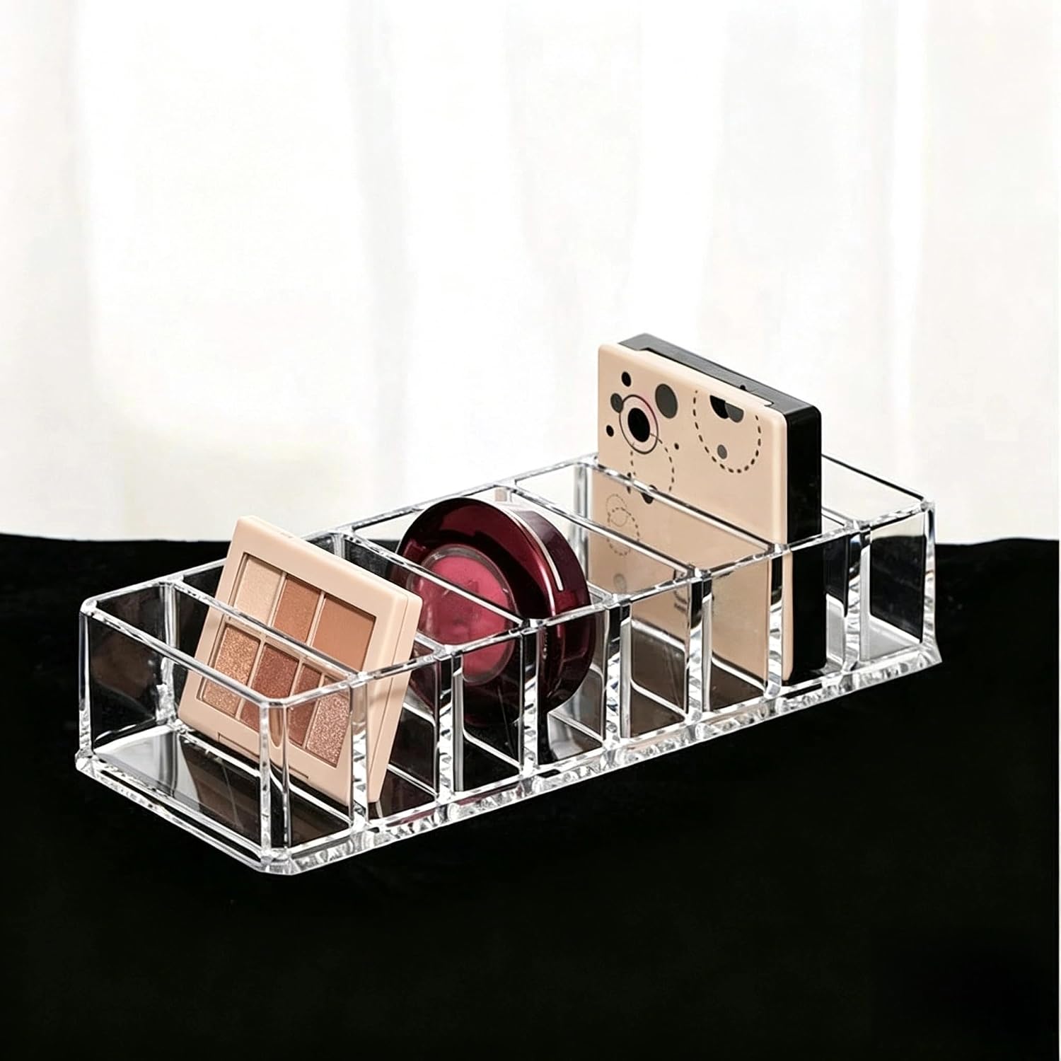Clear Acrylic Compact Makeup Organizer 2 Pack 8 Compartments