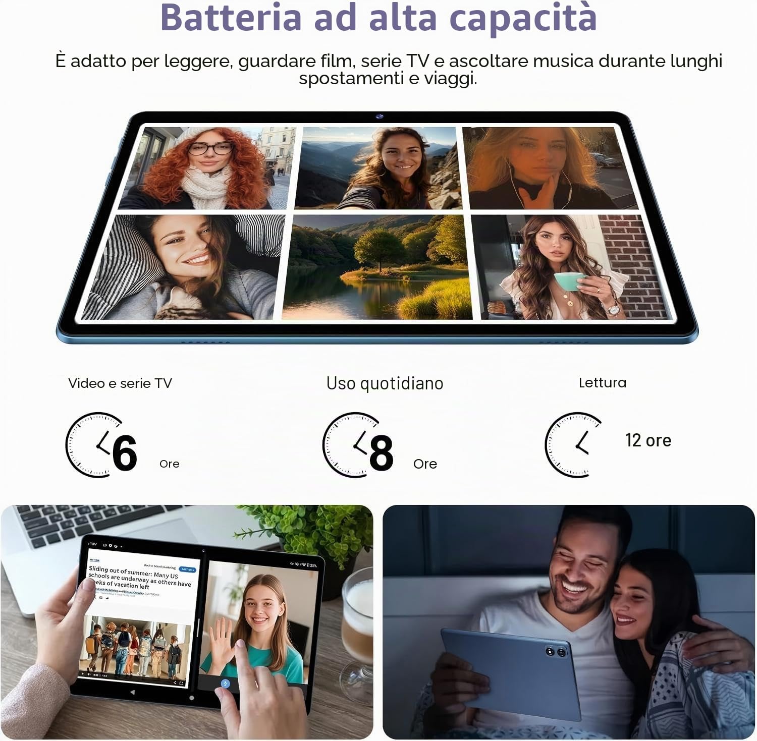 fezawio Tablet Android 10 pollici, 22 GB RAM + 128 GB ROM, Widevine L1, blu | con tastiera mouse, 8000 mAh, Octa-Core, 5G WiFi, 1 TB di memoria estesa, 5MP+8MP