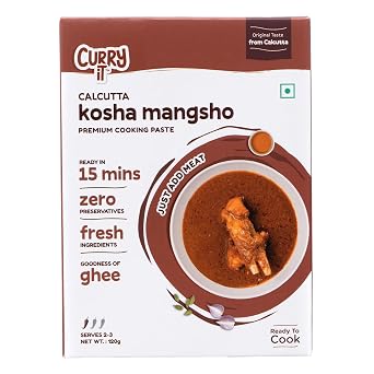 CURRYiT Ready To Cook Mini Pack Veg & Non-Veg Combo Pack Of 6 Dal Makhani,Butter Masala,Rajma,Kosha Mangsho,Kashmiri Rogan Josh, Chettinad Gravy Paste Made With Ghee (120G Each, Serves 2 Each)