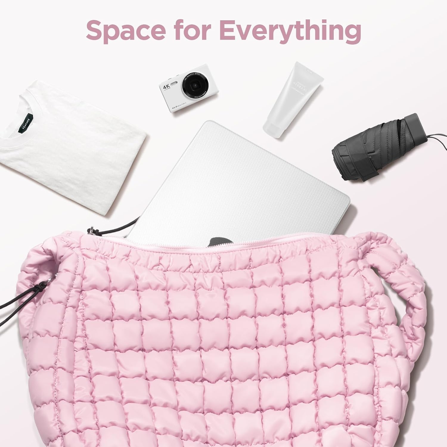 Puffer Tote Bag for Women Large Quilted Tote Bag Quilted Carryall Bag Soft Puffy Crossbody Bag Hobo Handbags Puff Purse - Image 4