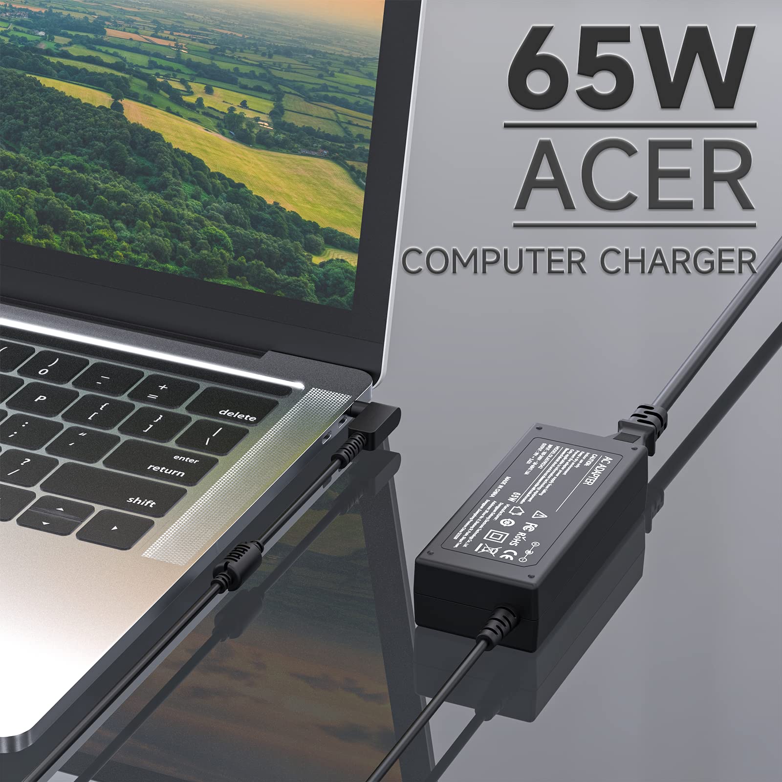 45W 65W Caricatore Alimentatore for Acer Swift 3 1 5 SF314-52 SF314-51 SF114-32 Chromebook CB3 CB5 11 13 14 15 R11 N16P1 A13-045N2A N15Q9 N15Q8 Caricabatterie Laptop Adattatore 3.0 * 1.1mm