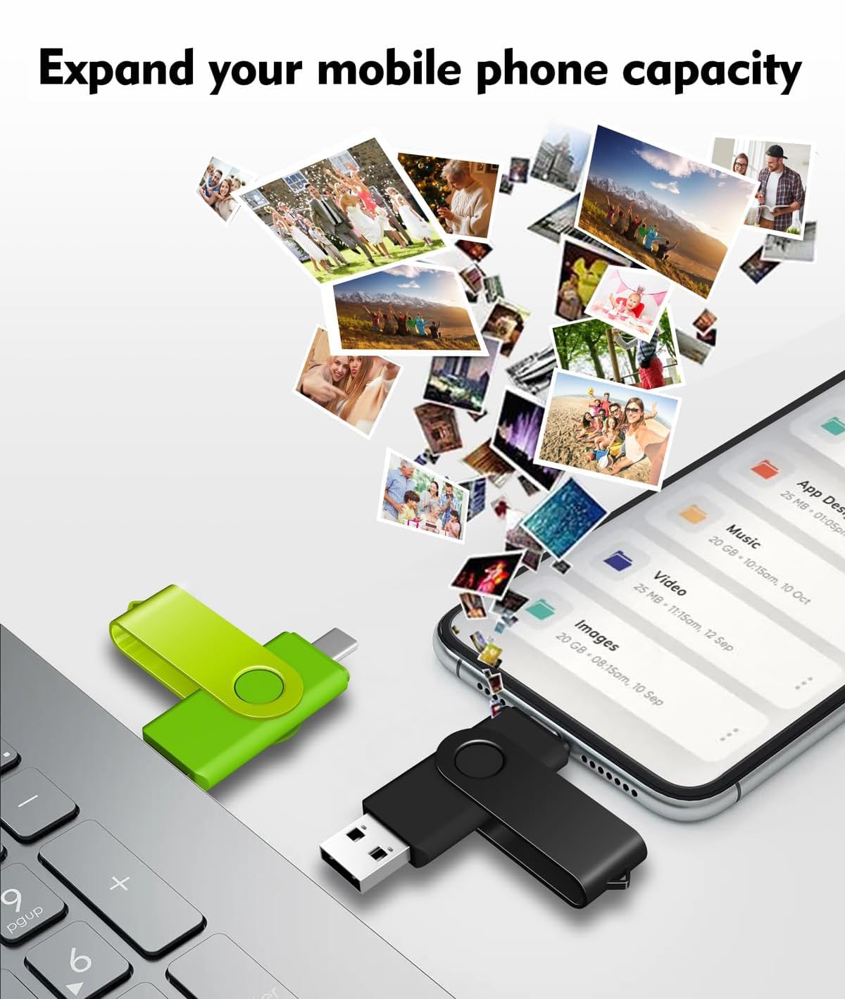 Chiavetta USB C con doppia chiavetta USB 3.0 da 128 GB, design girevole, 2 in 1, per smartphone Android, computer, MacBook, tablet, PC, confezione da 10