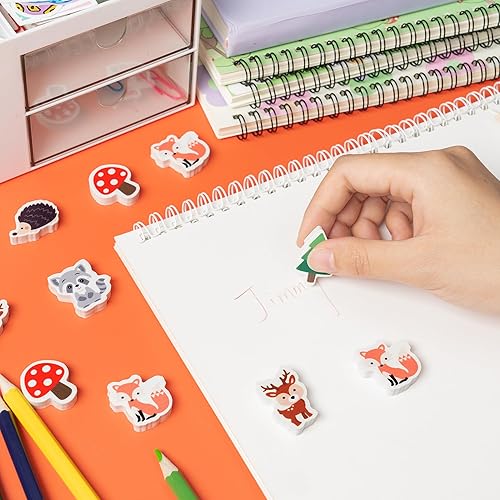 Miniatura 3 de Yopyame 60 piezas de borrador de animales del bosque para niños, surtido a granel, borrador de lápices novedosos, lindos borradores de rompecabezas,