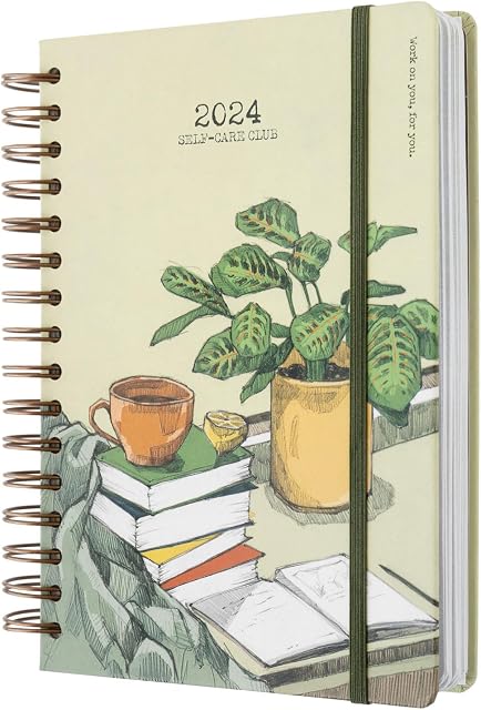 Kokonote Self Care Club Muse A5 2024 Day To Page Diary | January 2024 - December 2024 | 2024 Weekly Planner | A5 Planner With Stickers & Pocket | 2024 Diary