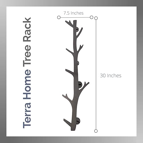 Miniatura 6 de Soporte de pared para abrigos y sombreros de rama de árbol con 8 ganchos verticales para gorras, abrigos, bolsos y más, soporte moderno para correa