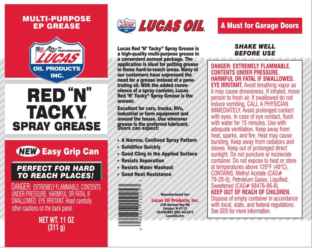 Lucas Red N Tacky Grease | Case of 5 | 1 lb Tub | NLGI #2 | Red Grease | Agriculture, Automotive, Industrial | Comes with One 16X16 Yellow KITLEY Microfiber Towel
