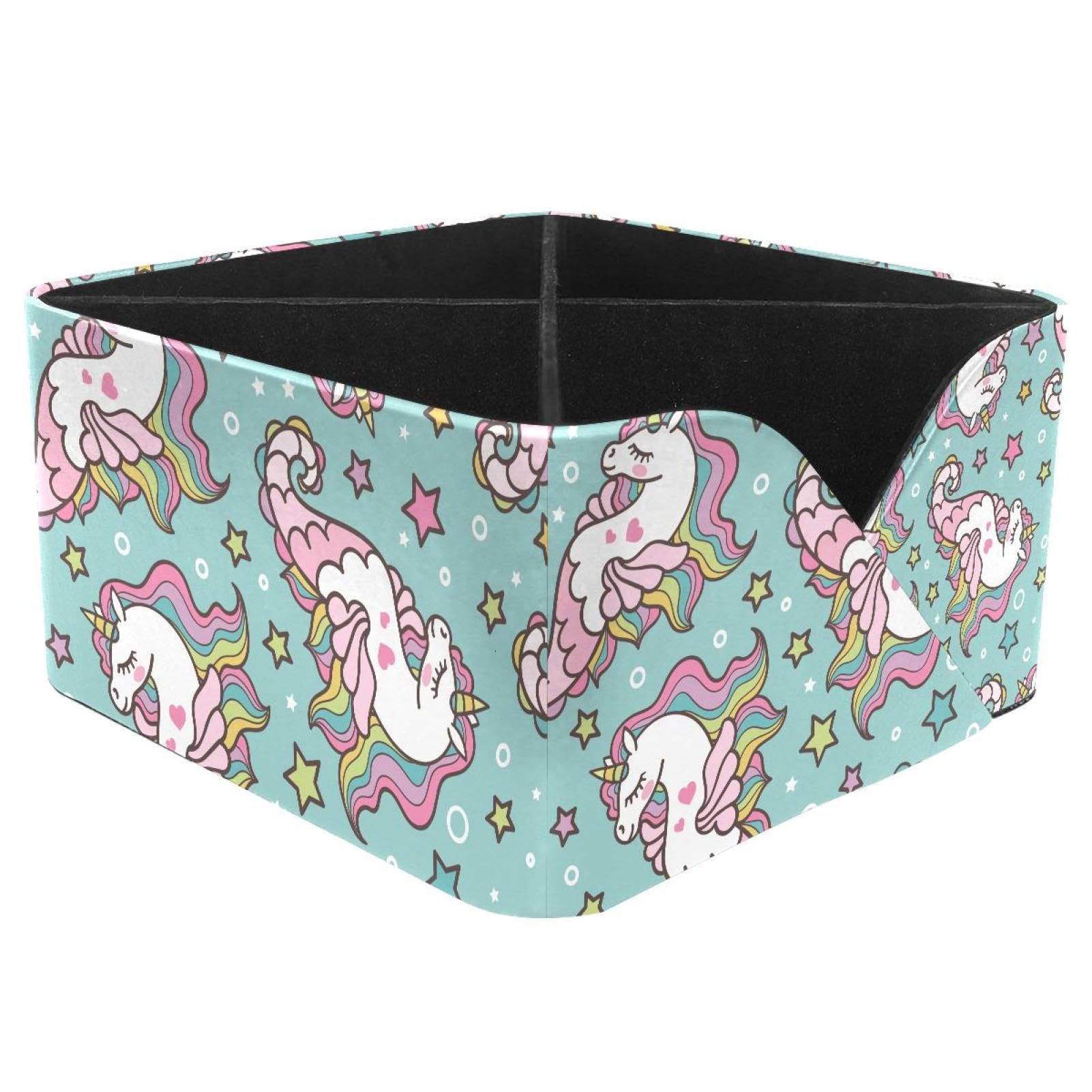KengjuTesu Sea Horses Unicorn Desktop Organizer Pen Holder, Rectangular Pencil Cup for Office, Study and Makeup Stations