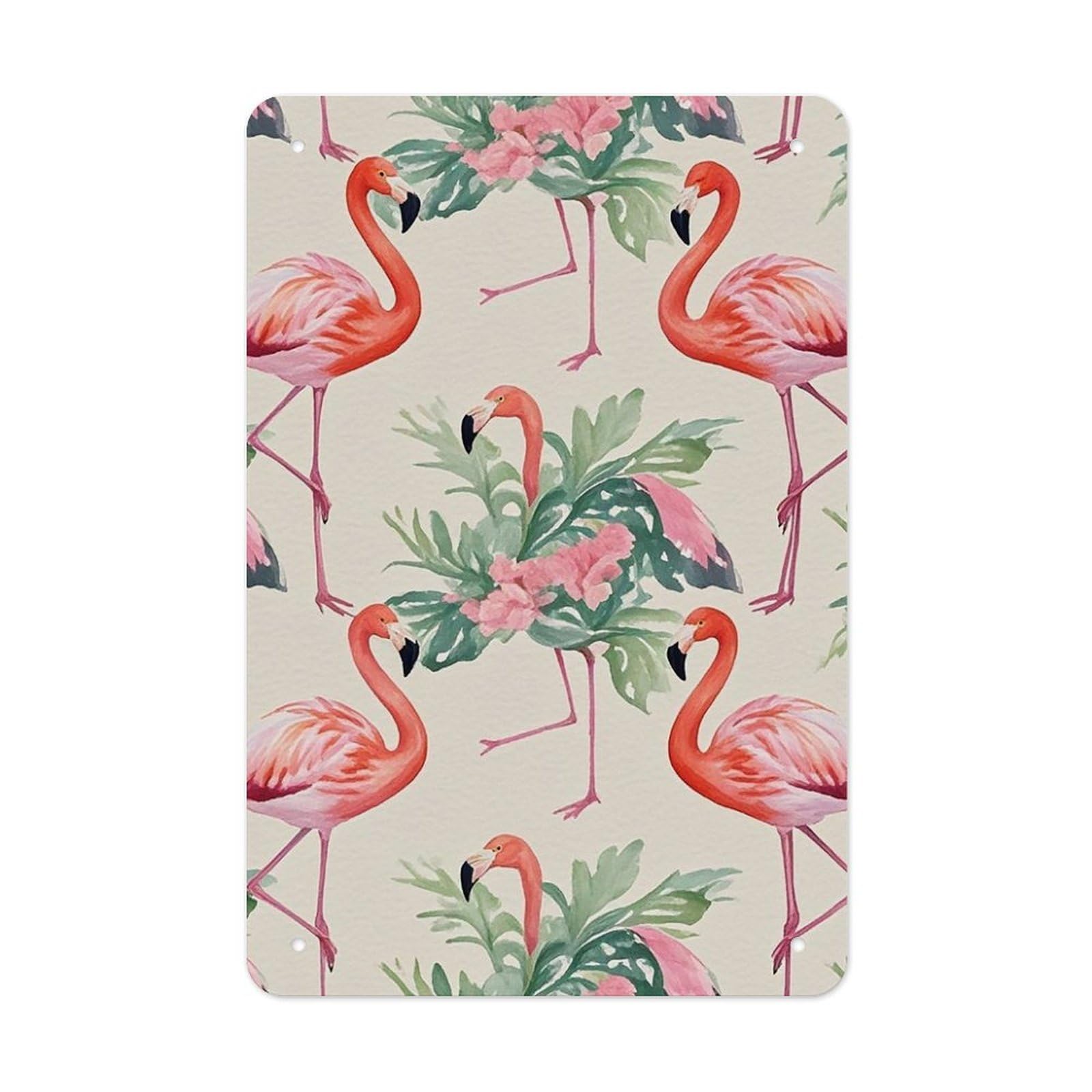 QMNLKH Watercolor Flamingo Plaques for Wall Decor, Personalized Metal Tin Sign for Home, Multifunctional Poster for Office, Fashion Painting for Hallway, Wall Art Pictures, 7.9x11.8Inch