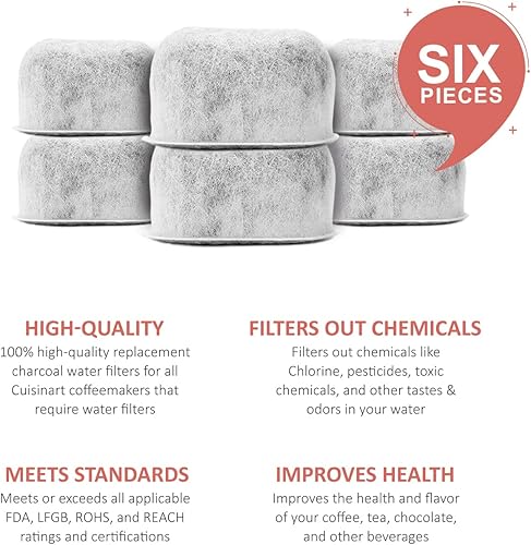 Miniatura 6 de Paquete de 6 filtros de agua de carbón de repuesto para cafeteras Braun, se adapta a todas las máquinas de café Braun BrewSense Drip Series