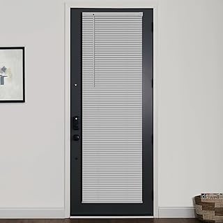 LazBlinds 1" Vinyl Mini Blinds for Doors, Cordless French Door Blinds for Privacy, Light