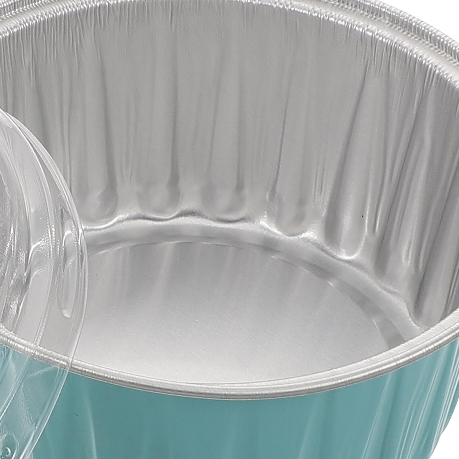 120pcs Foil Cupcake Baking Cups with Lids Mini Aluminum Baking Cups Disposable Pudding Molds for Air Fryer Oven Party in Metallic Cow Pattern and Light Blue with Plastic Covers