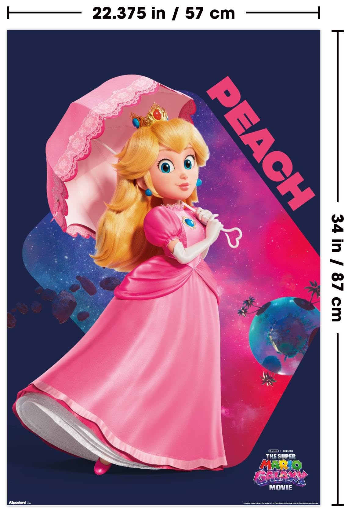 Nintendo The Super Mario Galaxy Movie (2026) - Peach Pose Wall Poster, 34L" x 22.4W", Unframed Version - 4