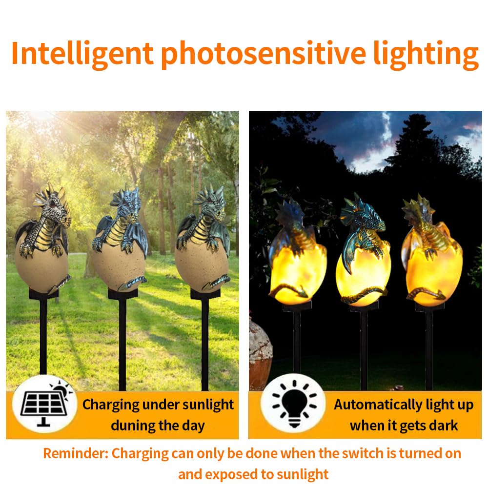 YZYOE 3 Pack Solar Energy Dragons Pet Light - Image 2