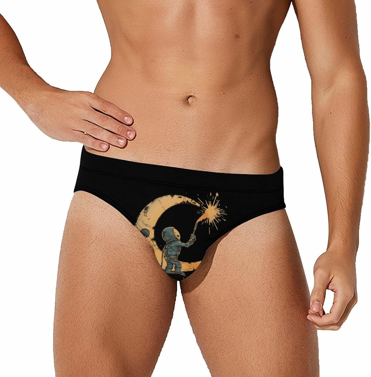 Moon Maintenance Welder Mens Swim Briefs Print Bikini Swimwear Sport Swimsuit Surf Shorts Trunks