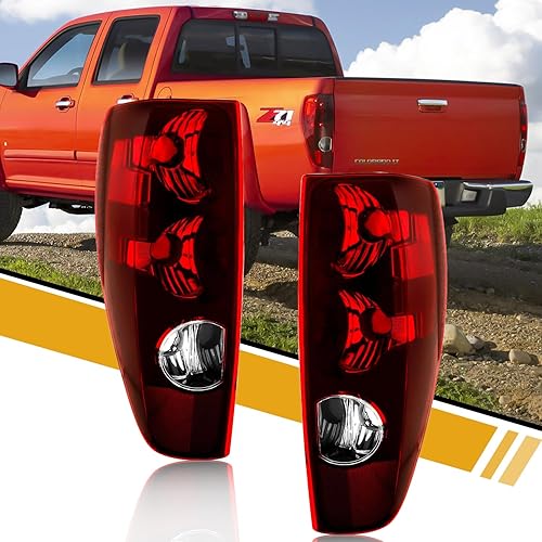 Conjunto de luz trasera en par compatible con Chevrolet Colorado y GMC Canyon 2004-2012, repuesto de lámpara trasera de freno halógeno estilo OEM,
