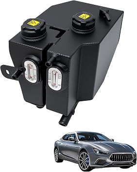 670031651 Coolant Reservoir Tank with Cap Compatible with Maserati Ghibli V6 3.0L 2014-2018, Levante V6 3.0L / V8 3.8L 2017-2019, Quattroporte V6 3.0L / V8 3.8L 4.7L 2013-2018, Aluminium Alloy