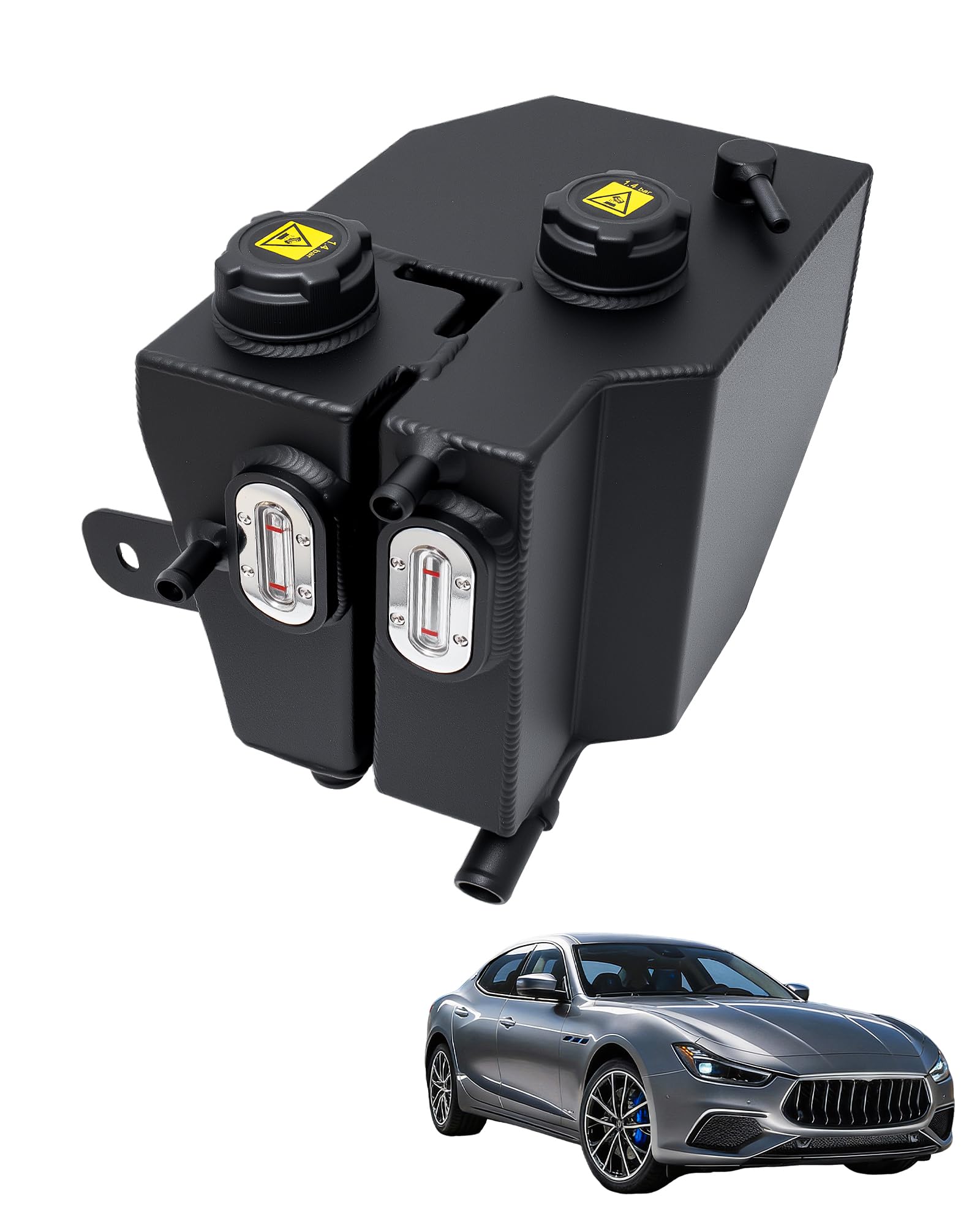 670031651 Coolant Reservoir Tank with Cap Compatible with Maserati Ghibli V6 3.0L 2014-2018, Levante V6 3.0L / V8 3.8L 2017-2019, Quattroporte V6 3.0L / V8 3.8L 4.7L 2013-2018, Aluminium Alloy