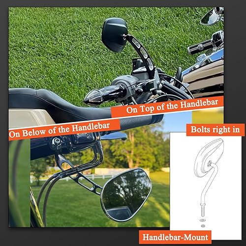 Miniatura 3 de FOVPLUE Espejos de montaje en el manillar, espejos retrovisores laterales izquierdo y derecho para modelos Harley 1982-2025, para CVO Dyna Electra
