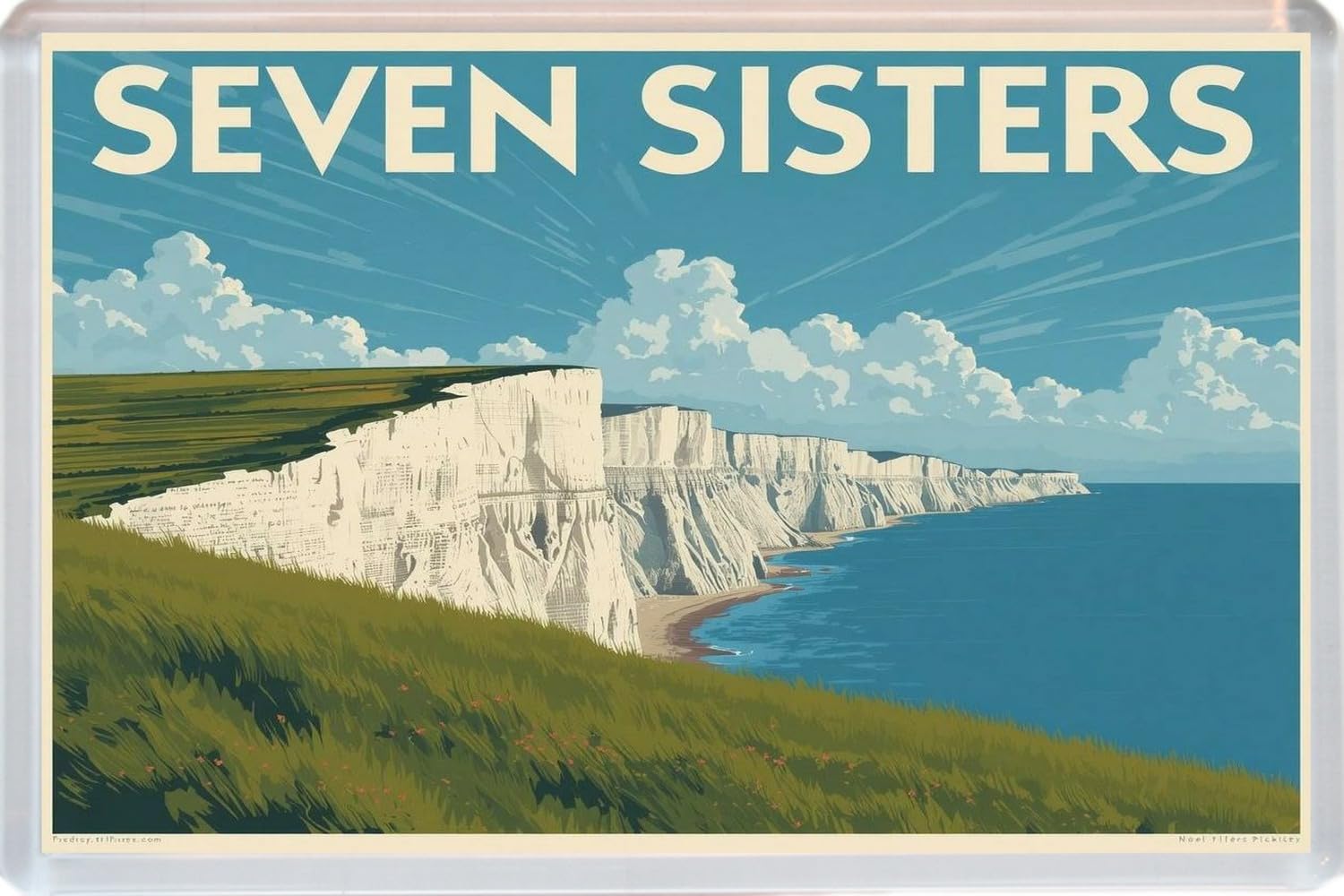 Baked Bean Store Multicolor Seven Sisters - East Sussex - Jumbo Artistic Fridge Magnet 96 X 67Mm Bbsfhm3617