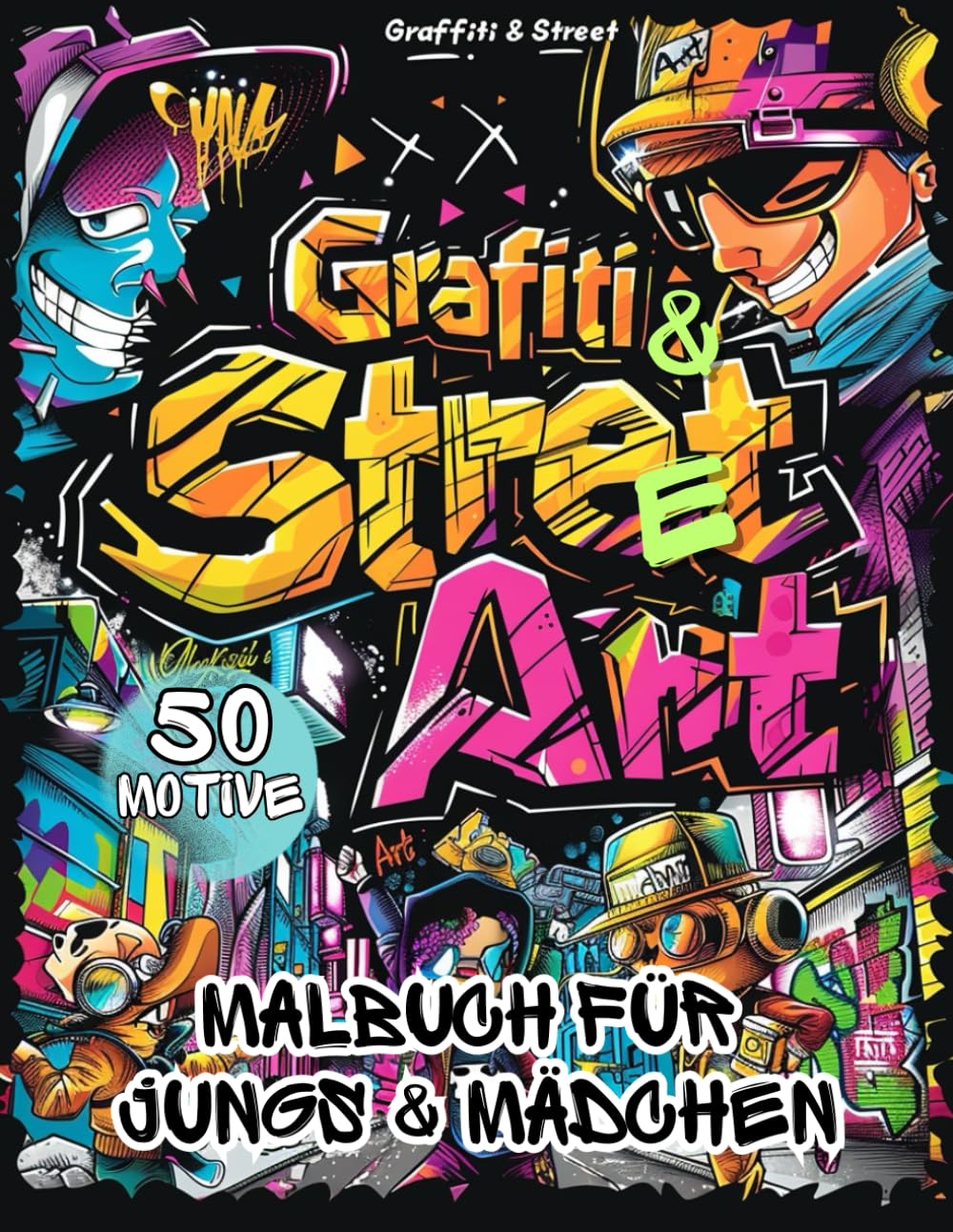 Livre de coloriage graffiti et street art pour ados dès 12 ans avec 50 motifs urbains à colorier
