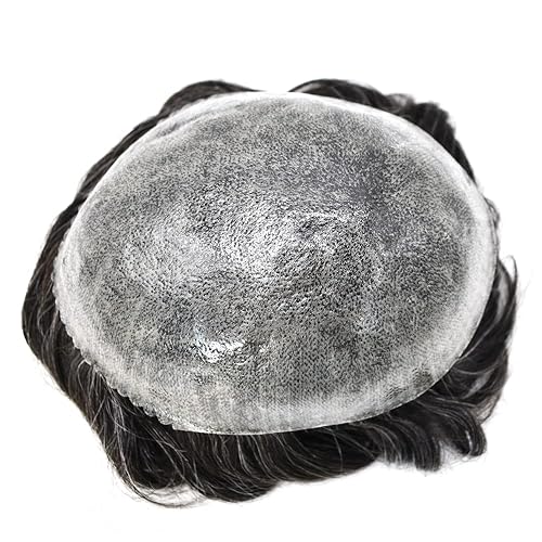 Miniatura 4 de Toupee - Sistema de reemplazo de cabello humano para hombres, 0.005 in-0.006 in, pieza de pelo de piel fina duradera para hombres, pieza de pelo