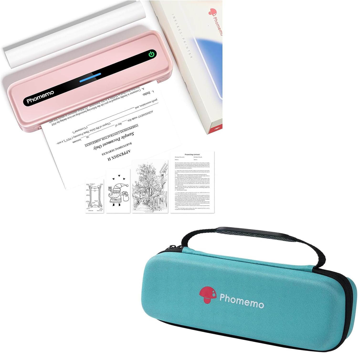 Phomemo M832 Bluetooth Inkless Portable Printers & 1 Carrying Case, Wireless for Travel
