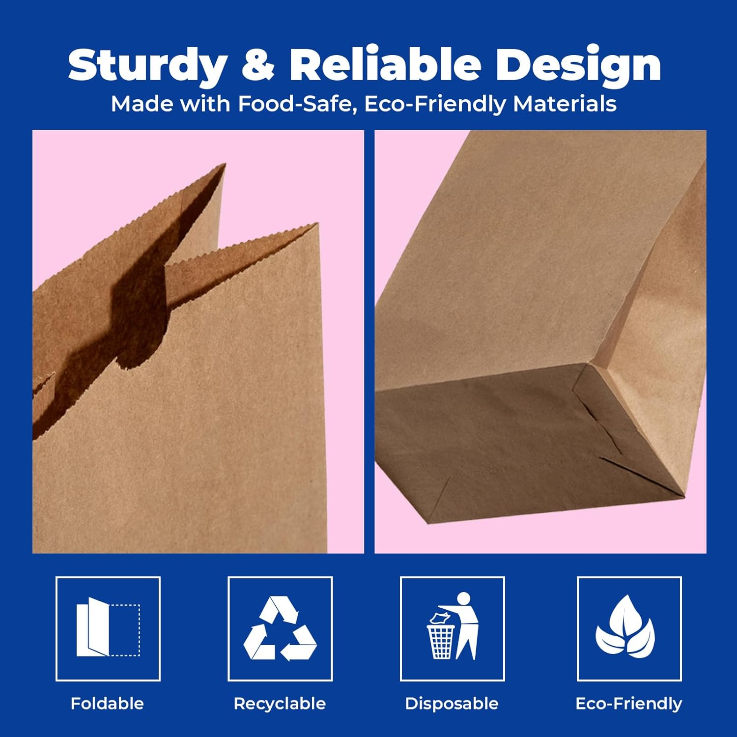 Fit Meal Prep 150 Pack 12 lb Brown Paper Lunch Bags, 13 x 7 x 4.5" Durable Paper Bags Bulk for Packing, Delivery, Take Out, Grocery, Retail Shopping, Premium Kraft Sack for Snacks, Bakery - Image 3