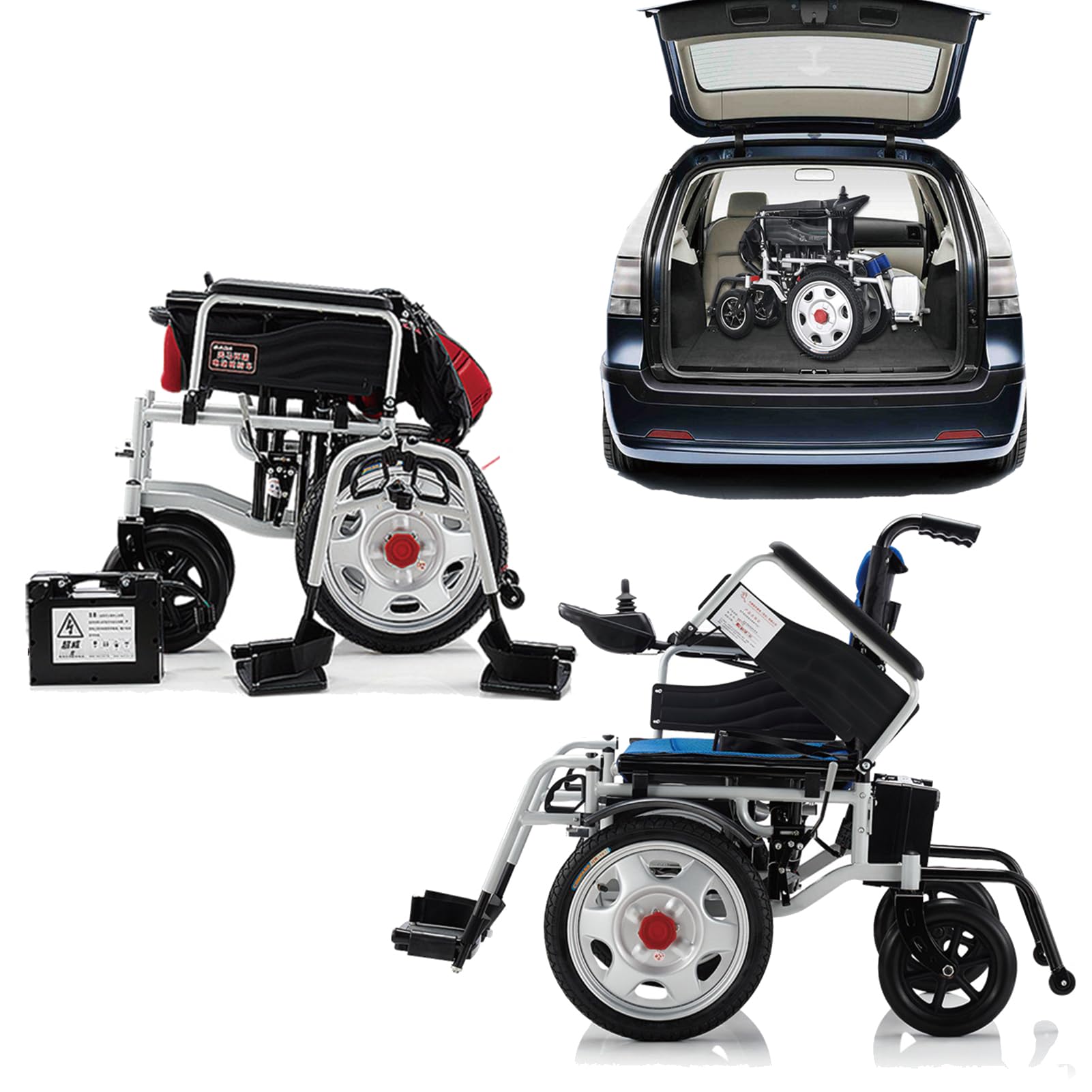 Silla De Ruedas Eléctrica Plegable, con Batería De Litio Extraíble De 12 Ah, Scooters De Movilidad Motorizados para Personas Mayores Discapacitadas
