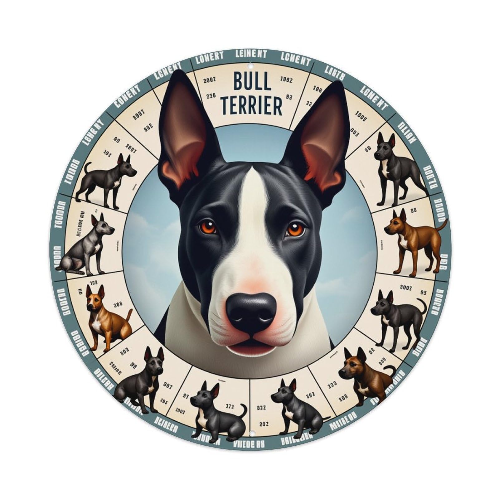 Bull Terrier Dog Breed Chart Metal Tin Sign Vintage Garden Bedroom Cafe Bar Man Cave Home Wall Decor Metal Poster 8x8 inches