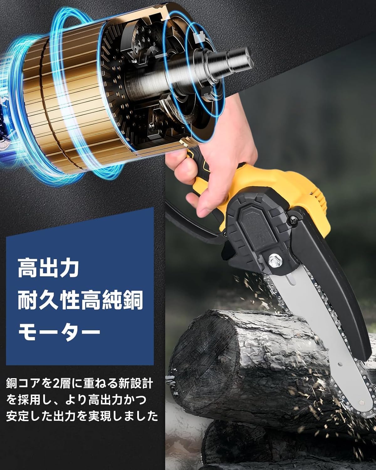 Amazon | チェーンソー 充電式 電動ノコギリ 【最新のアップグレード 