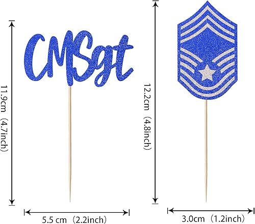 Miniatura 2 de Paquete de 24 adornos para cupcakes con purpurina CMSGT con temÃ¡tica militar, emblema encuadernado para felicitaciones, jubilaciÃ³n, ejÃ©rcito,