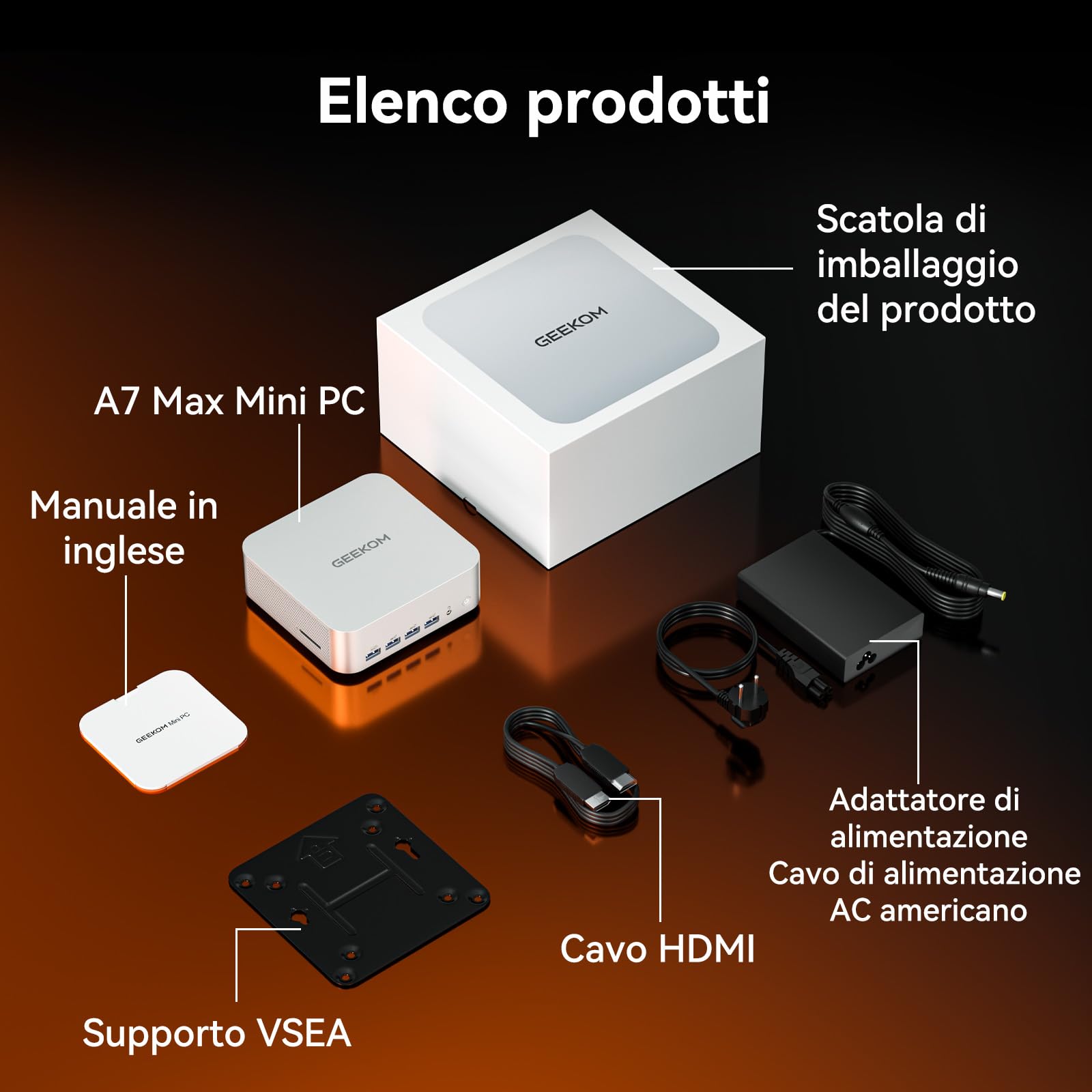 GEEKOM A7 MAX Mini PC AI AMD Ryzen 9 7940HS 1TB SSD 16GB DDR5 Windows 11 Pro Radeon 780M USB4 8K