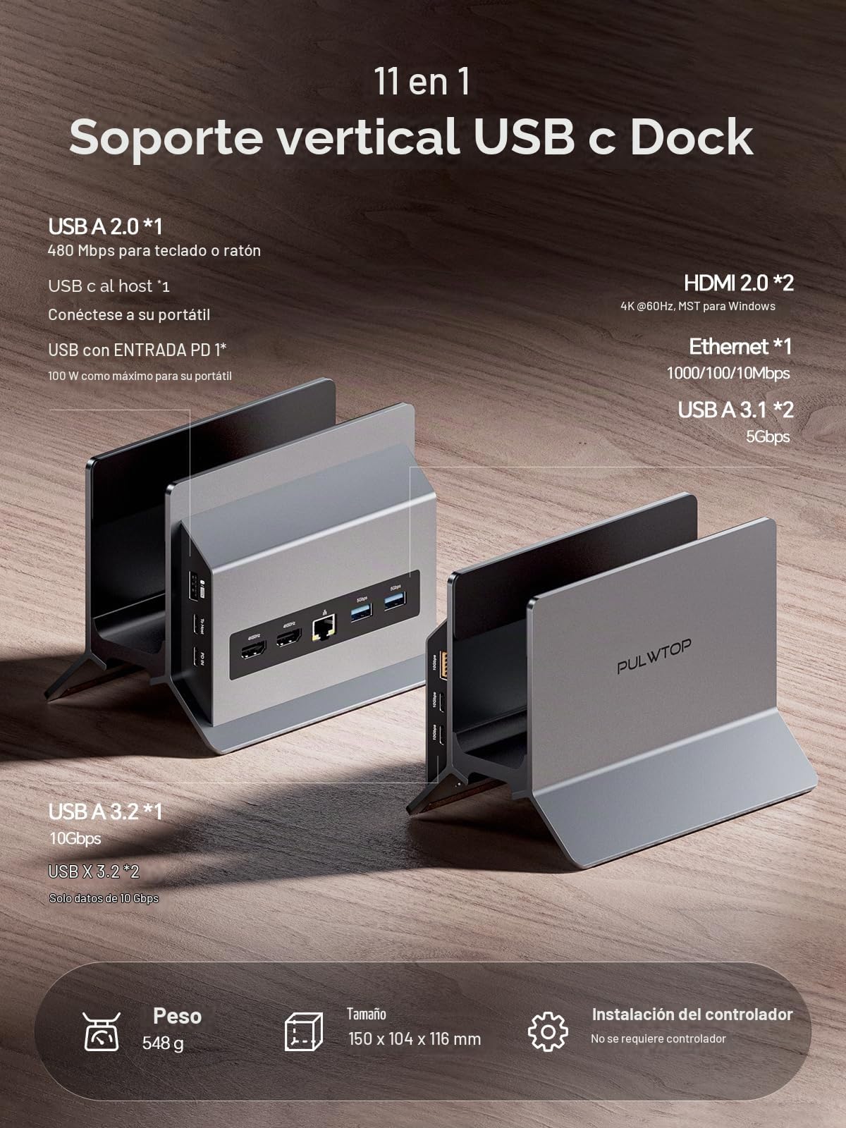 Estación de Acoplamiento para Doble HDMI 4K@60Hz para el hogar y la Oficina