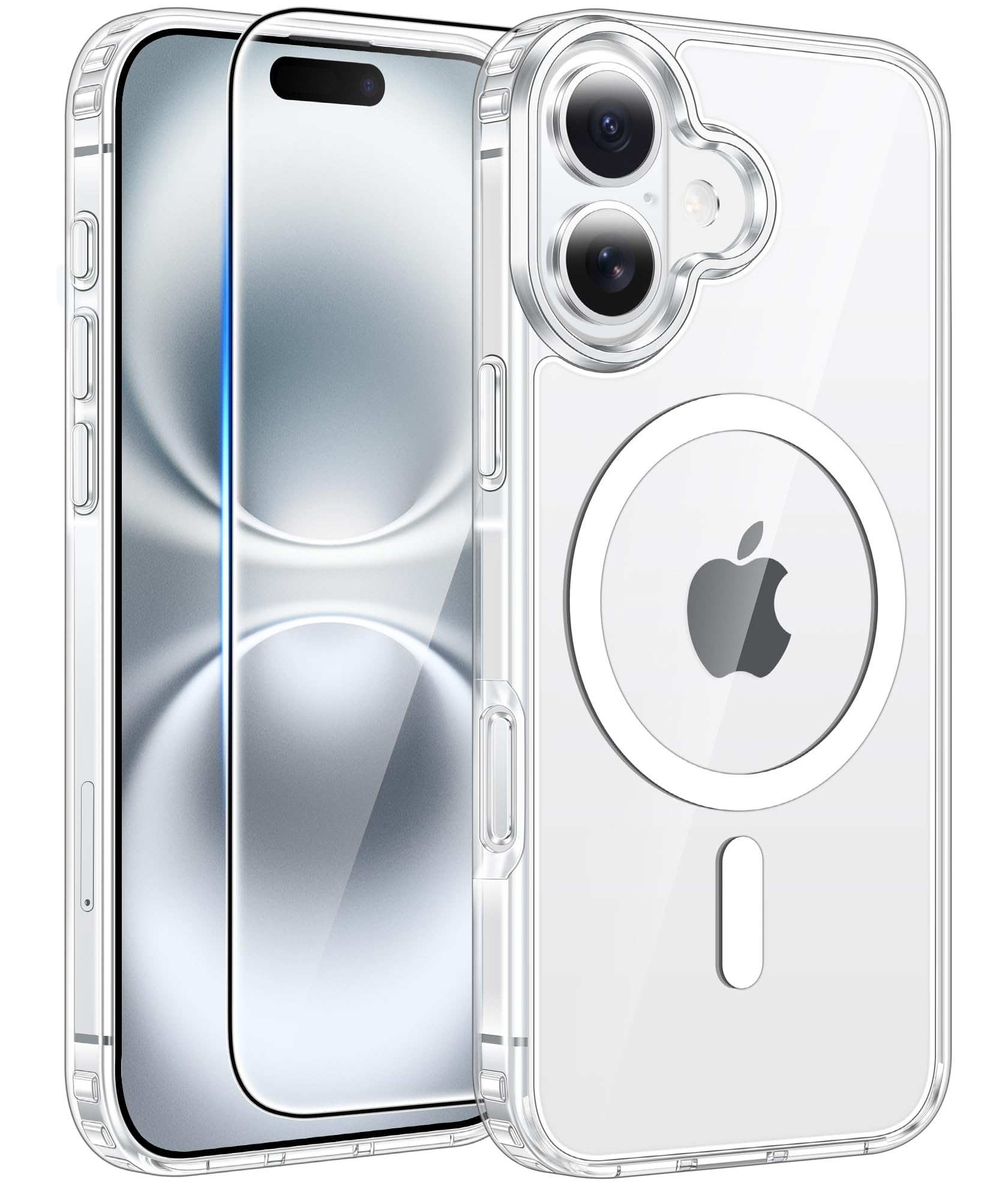 FNTCASE for iPhone 16 Case Clear,Fit for Magsafe, Screen Protector