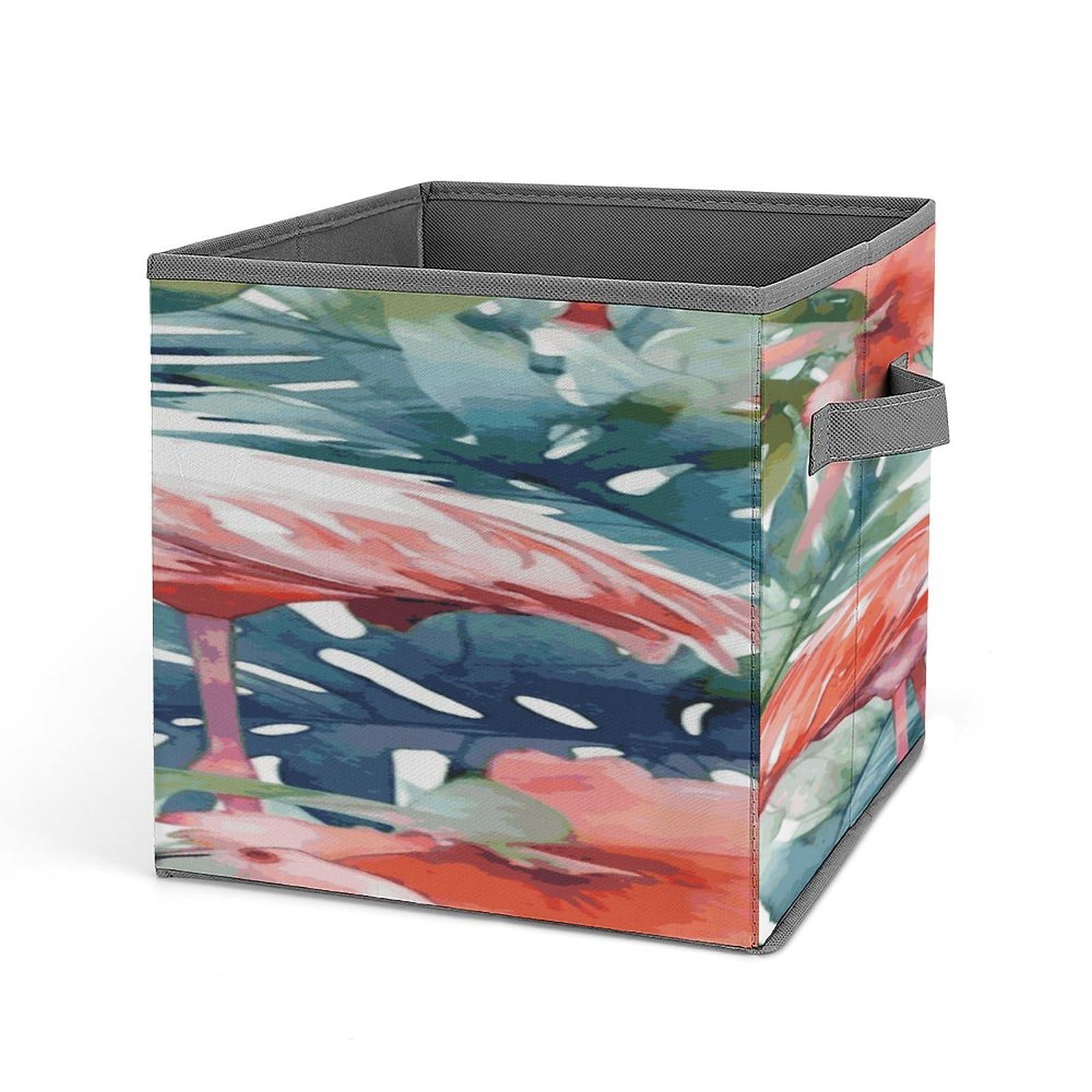 Fodpand Style Flamingos Watercolor Tropics Storage Cubes Foldable Decorative Fabric, Storage Bins Baskets With Handles, Closet Organizers And Storage For Home, Office,Closet, Clothes