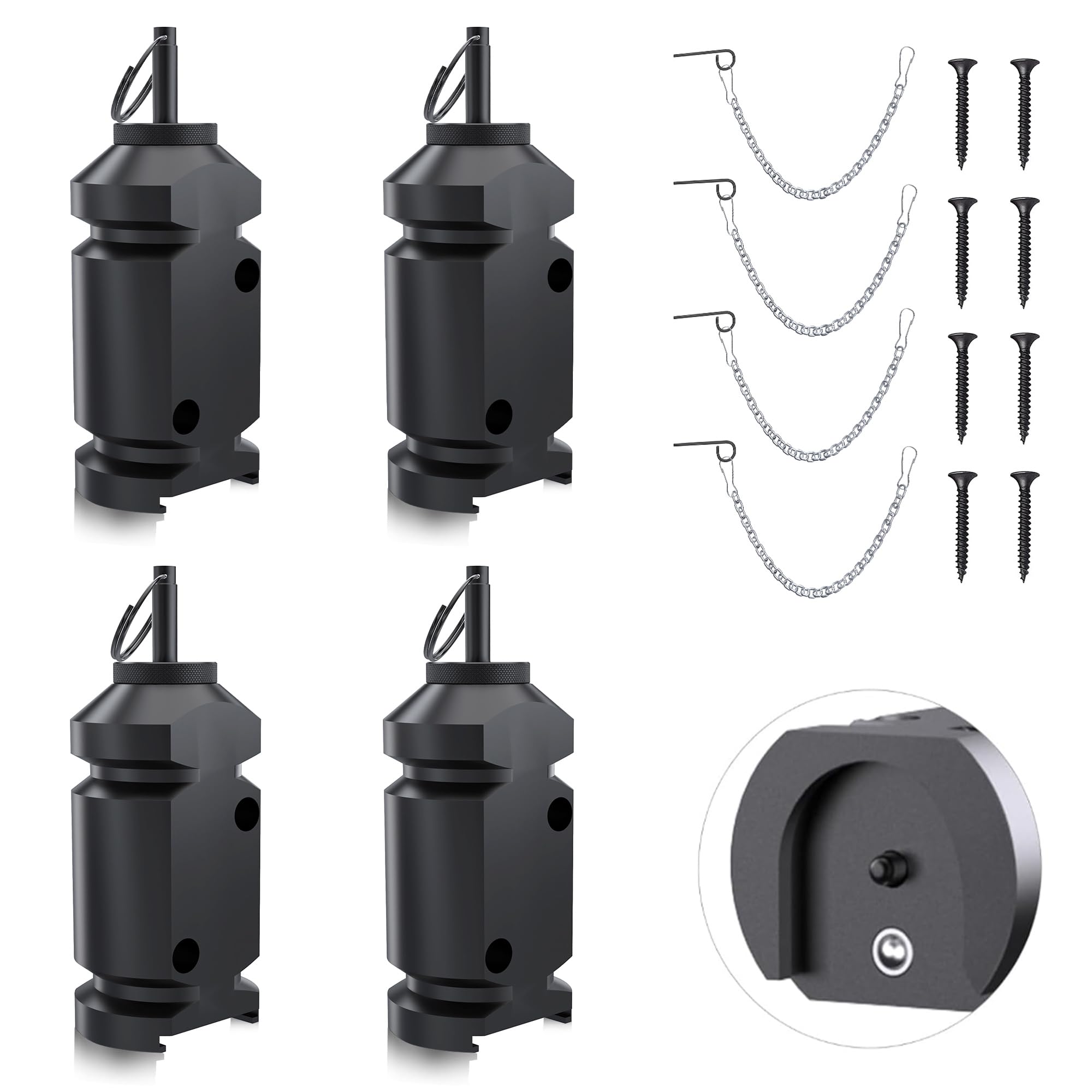 Confezione da 4 allarmi perimetrali da 12 gauge, dispositivo di allarme per campeggio, con 8 viti e catena di estensione, sistema di allarme rapido per campeggio e sicurezza esterna/deterrente per