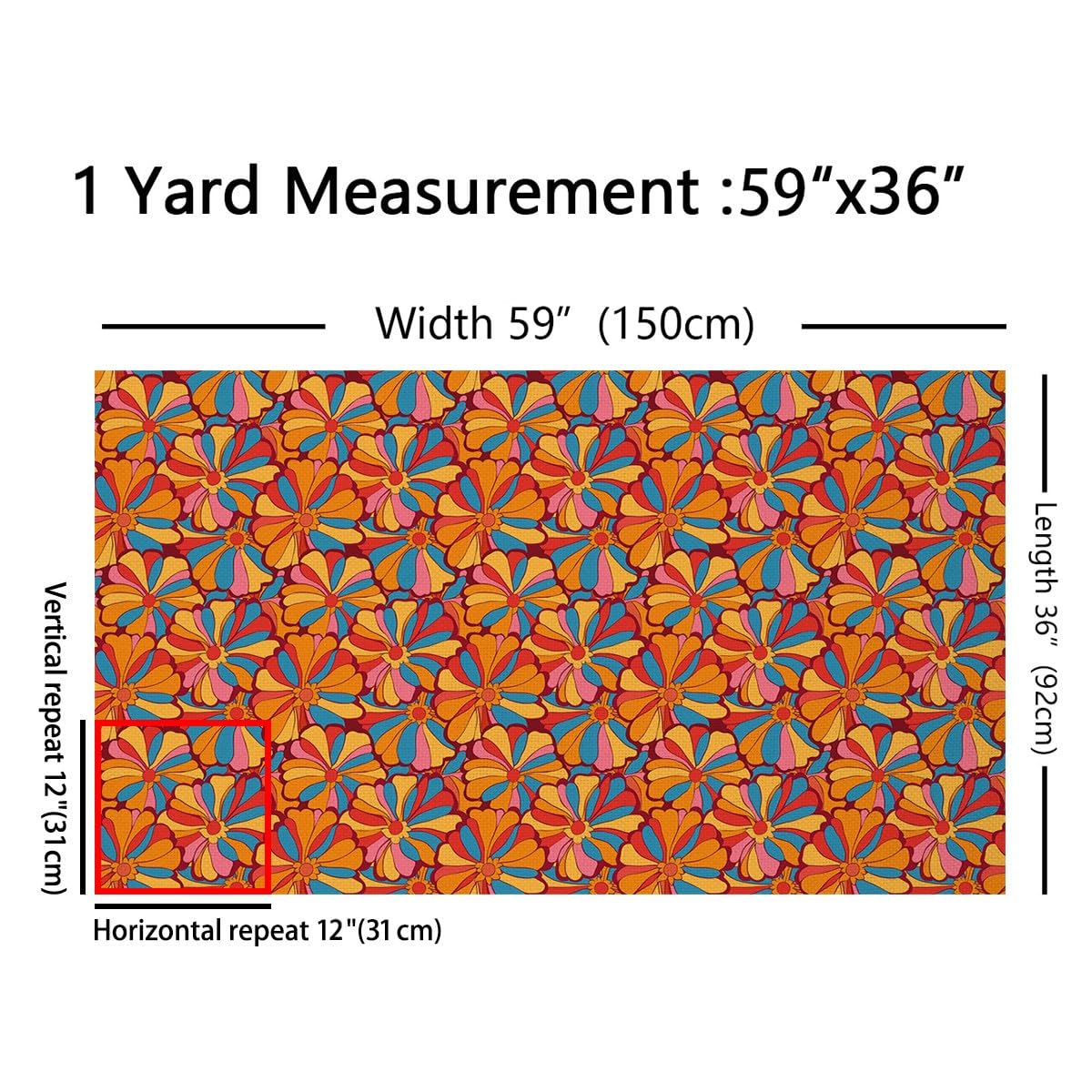 Amazon.com: Vintage Boho Plant Floral Fabric By The Yard 60s 70s