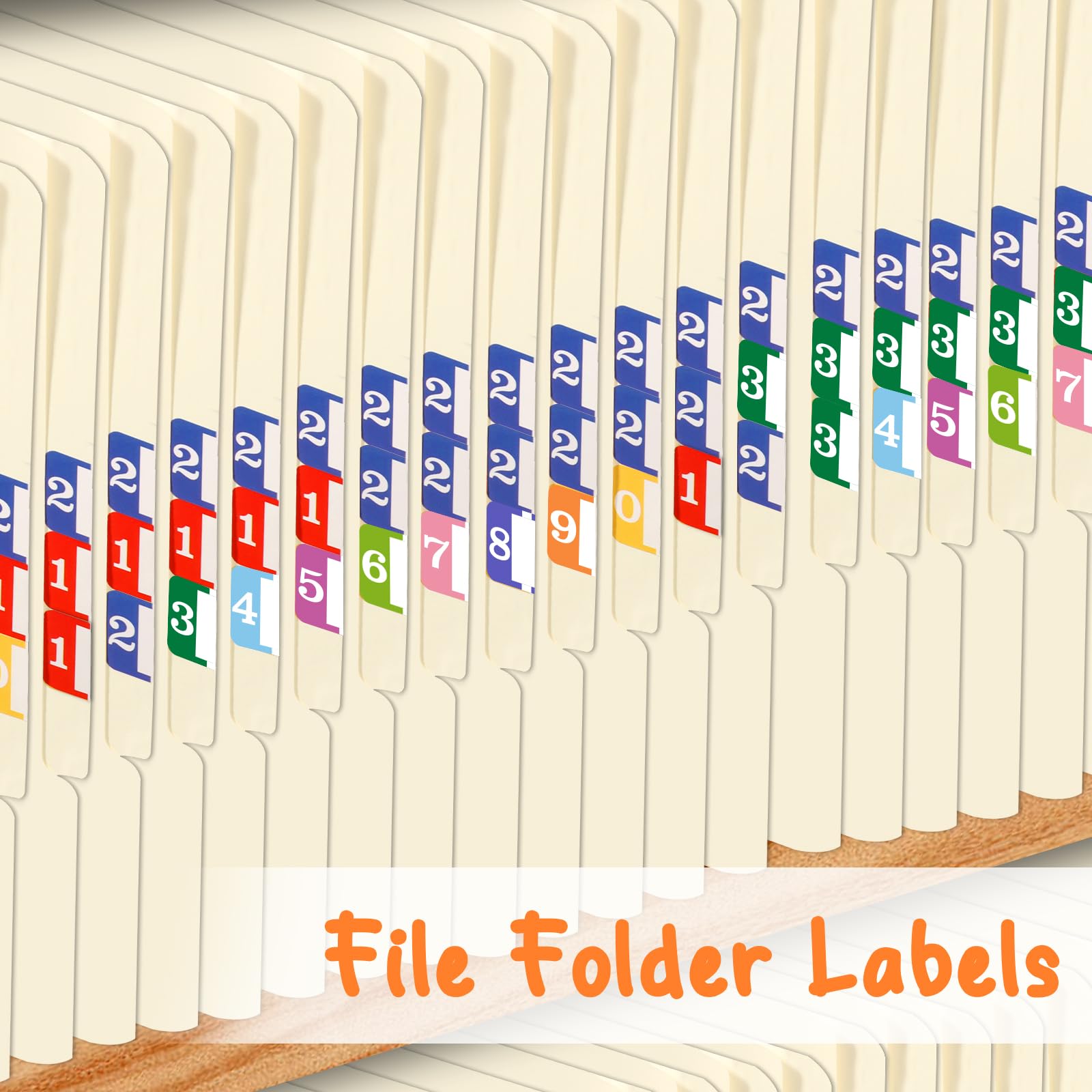 10 Rolls Number File Folder Labels Set Color Series Chart Stickers with Wooden Tray Set of Numbers 0-9 File Labels for File Folders Number Label Index Numeric Labels Index Stickers for Office School - Image 7