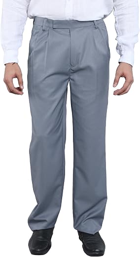 Particle Men’s Premium Double Pleated Trousers – Regular Fit – Structured Cotton Rich Gabardine Twill – Waist 32-46 – Form...