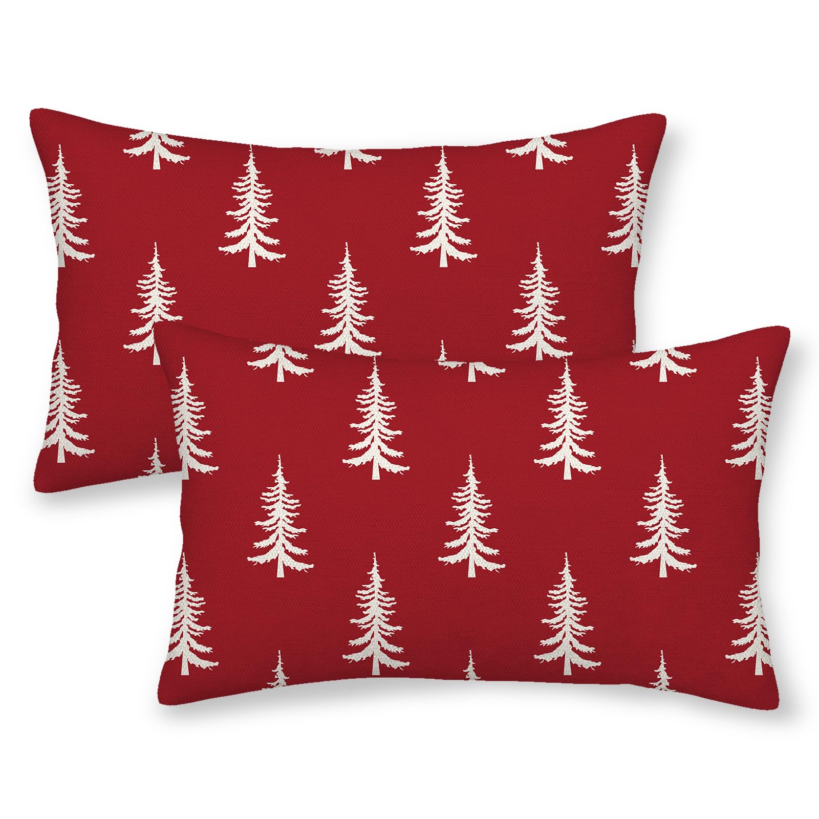 GIOPAMGOChristmas Pillow Covers 12x20 Set of 2, Christmas Tree Throw Pillow Covers Linen Farmhouse Vintage Winter Christmas Decor Cushion Case Christmas Home Decor for Couch Sofa Indoor Outdoor