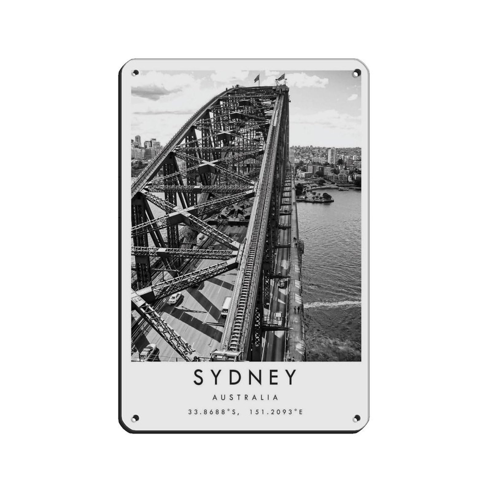 Sydney Travel Retro Poster Metal Tin Sign Chic Art Retro Iron Painting Bar People Cave Cafe Family Garage Poster Wall Decoration 8x12inch(20x30cm)