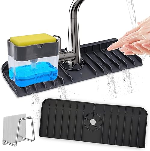 Juego de 3 protectores contra salpicaduras para fregadero de cocina, protector contra salpicaduras para fregadero, viene con silicona de 14.6 x