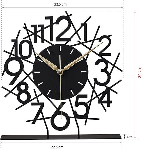 Miniatura 2 de muyika Reloj decorativo de escritorio y estante, reloj de mesa de metal en soporte, reloj de decoración del hogar, reloj de escritorio moderno de