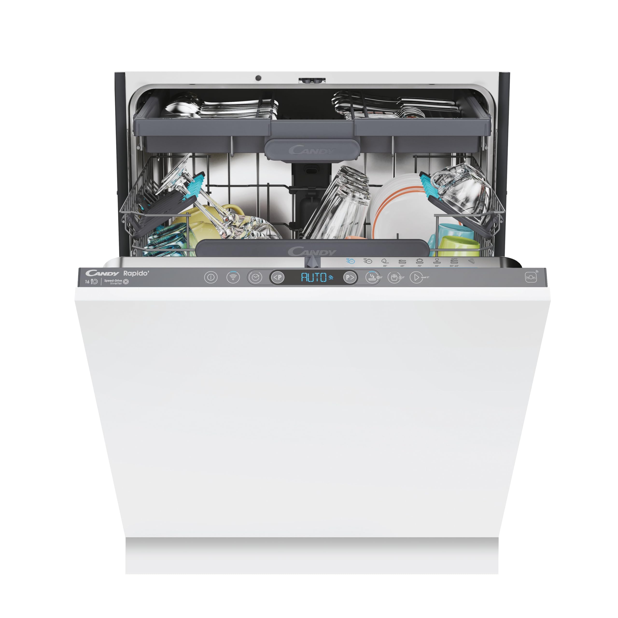 Candy CI 6B4F1MA / Lavastoviglie completamente integrata / 60 cm Funzione Wi-Fi (hOn) / 16 controsoffitto/cassetto posate/cestello superiore regolabile in altezza con "Easy Click" / Aquastop / 8