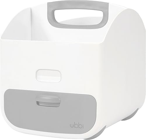 Vista 15 de Estación para cambiar pañales portátil Ubbi con caja organizadora de almacenamiento para pañales, cambiador y dispensador de toallitas de bebé