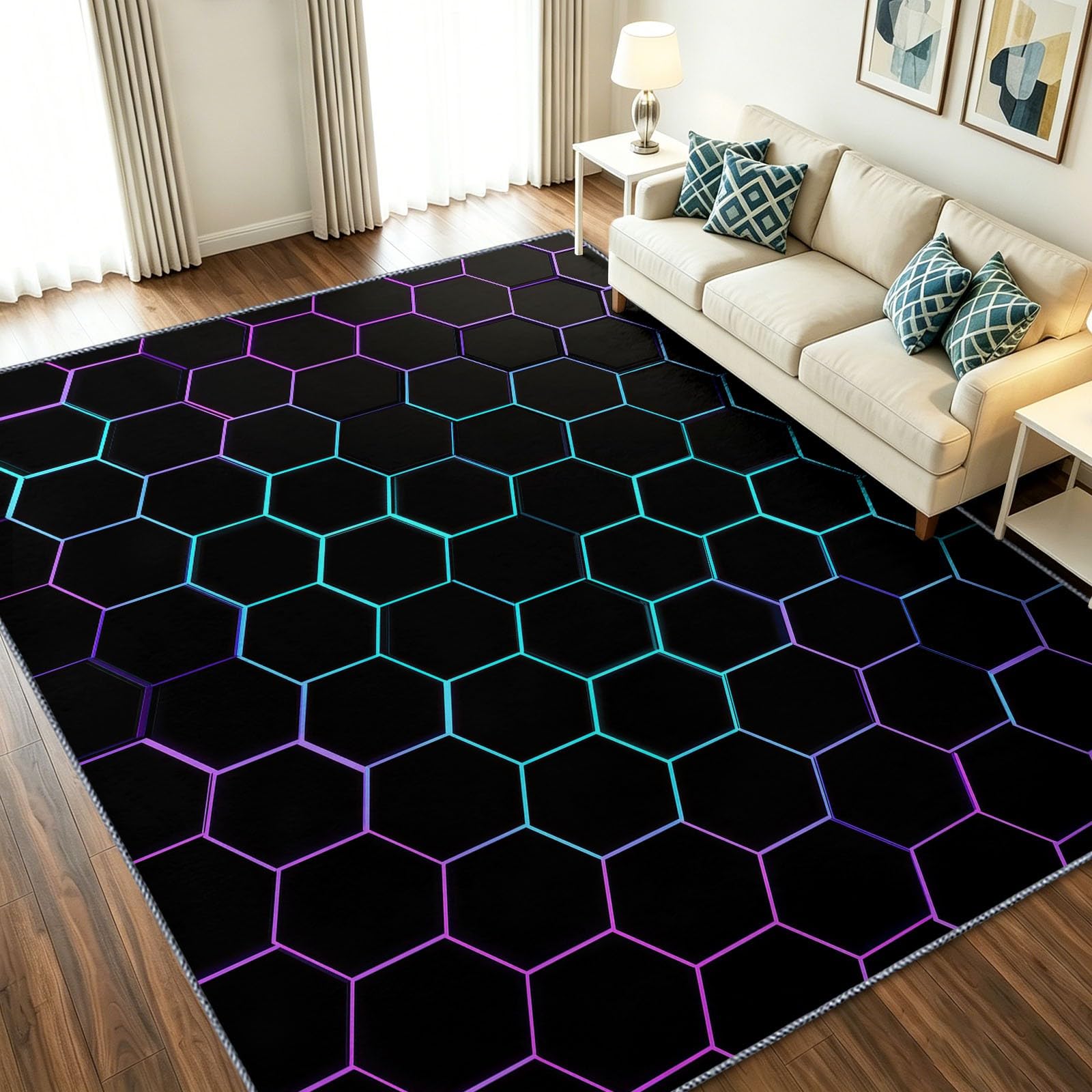 Tapis lavable et antidérapant à poils courts style gaming
